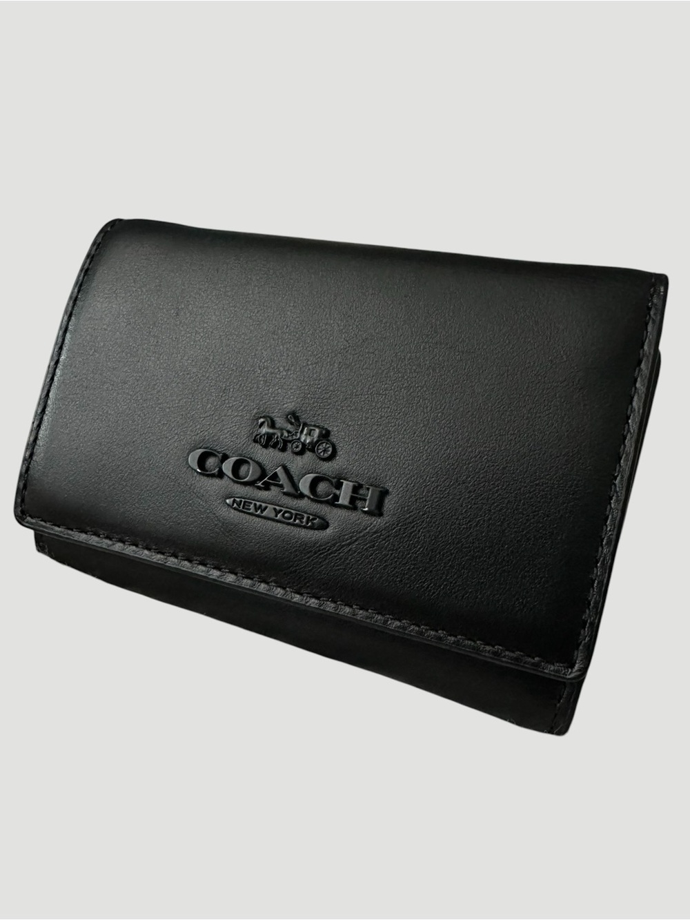 Coach Refined Calf Leather Micro Wallet in black NWT